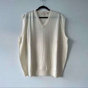 Pringle of Scotland Off White 100% Wool V-neck Sweater Vest Size XL